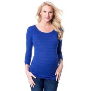 Oh Baby by Motherhood Maternity Womens Blue Boat Neck Knit Sweater Sz L New3